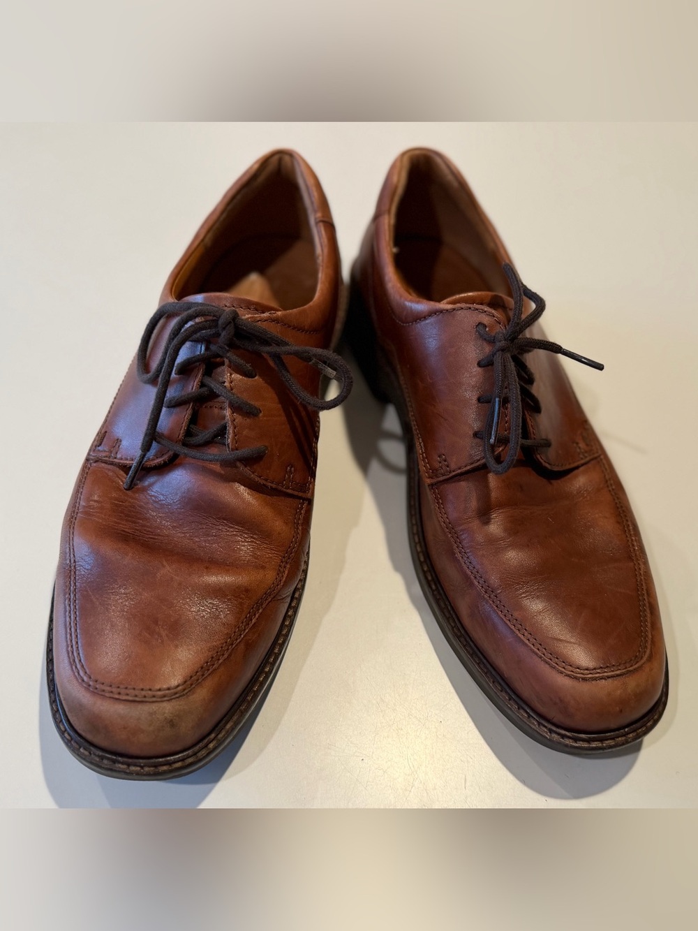 Ecco Holton Apron Tie Lace Up Brown Dress Shoes
